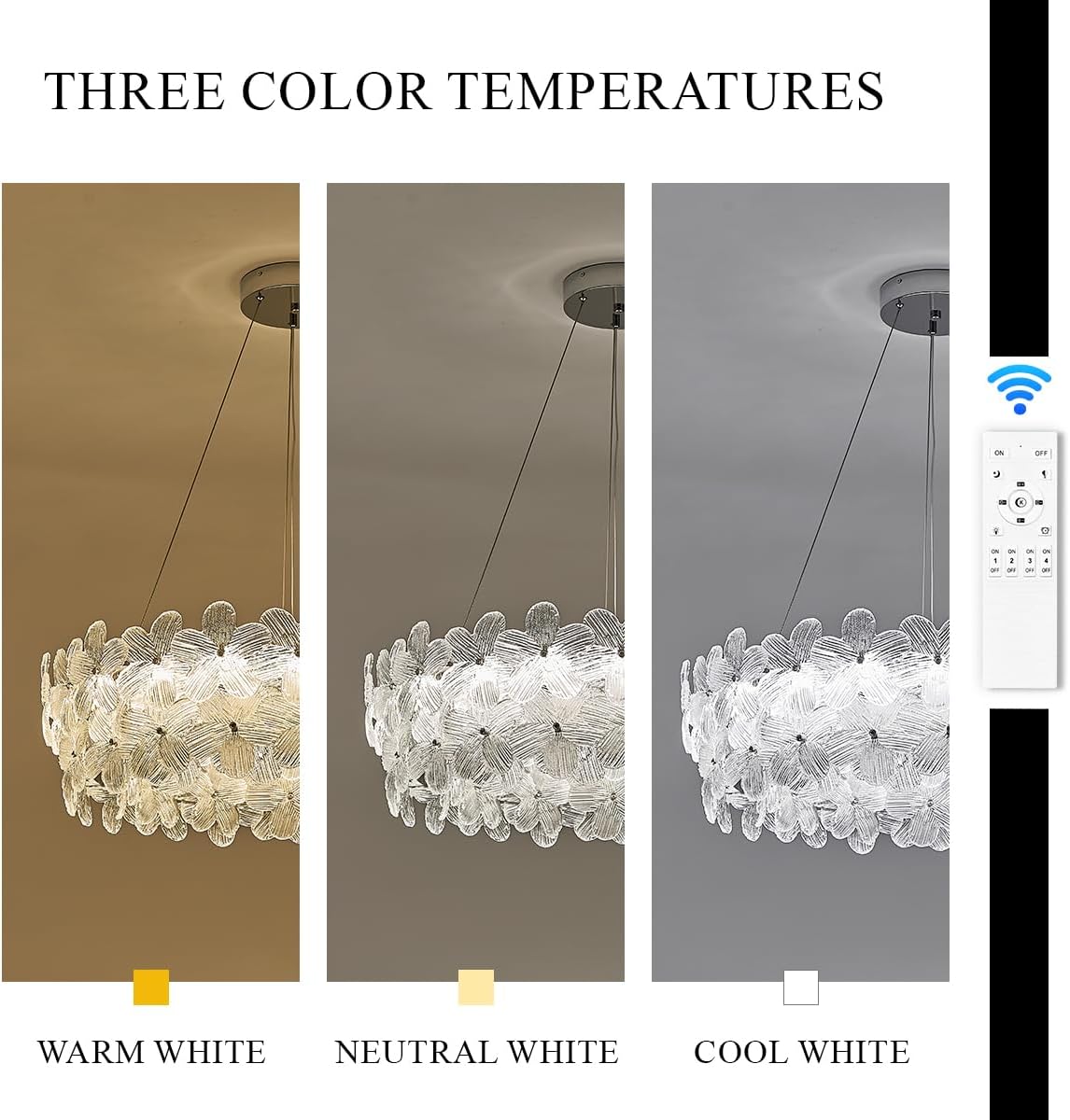 32'' Flower LED Chandelier Large Luxury Crystal Light Fixture Chrome Dimmable Modern Chandeliers Light with Remote Control for High Ceiling Foyer Living Room Bedroom Entryway(3000K-6500K)